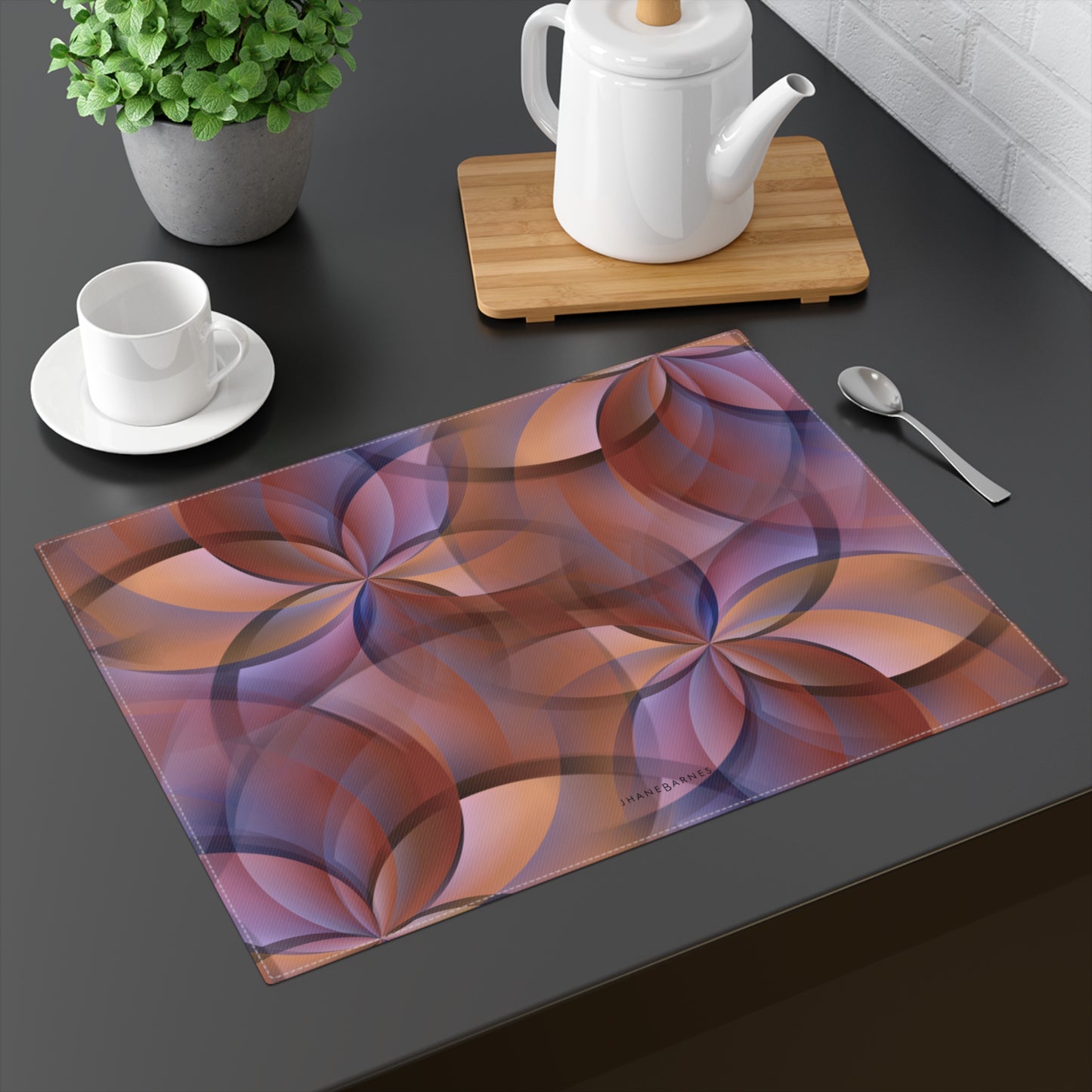 "FLORA" col Red Rock Placemat Jhane Barnes custom design