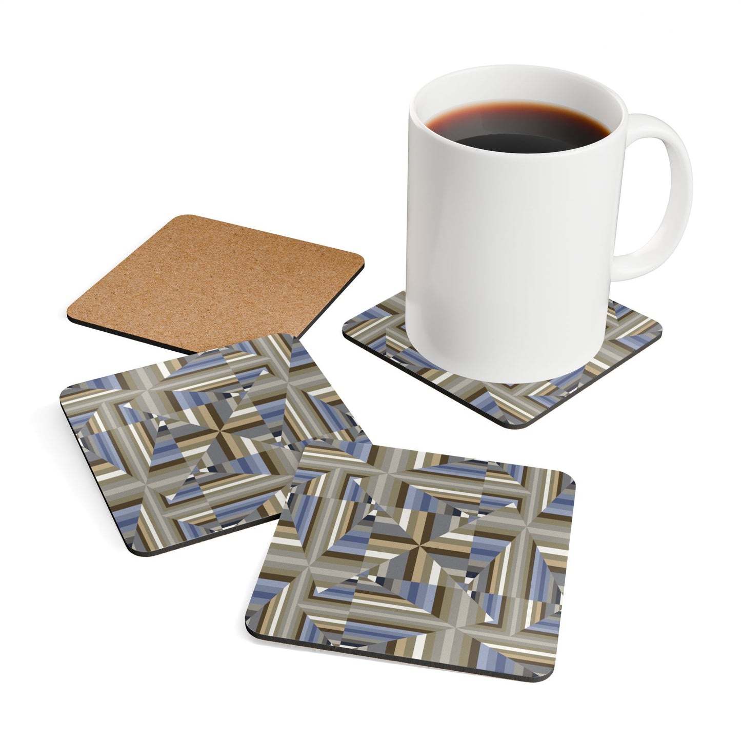 Corkwood Coaster Set  (4 pcs)  "ANGLES"