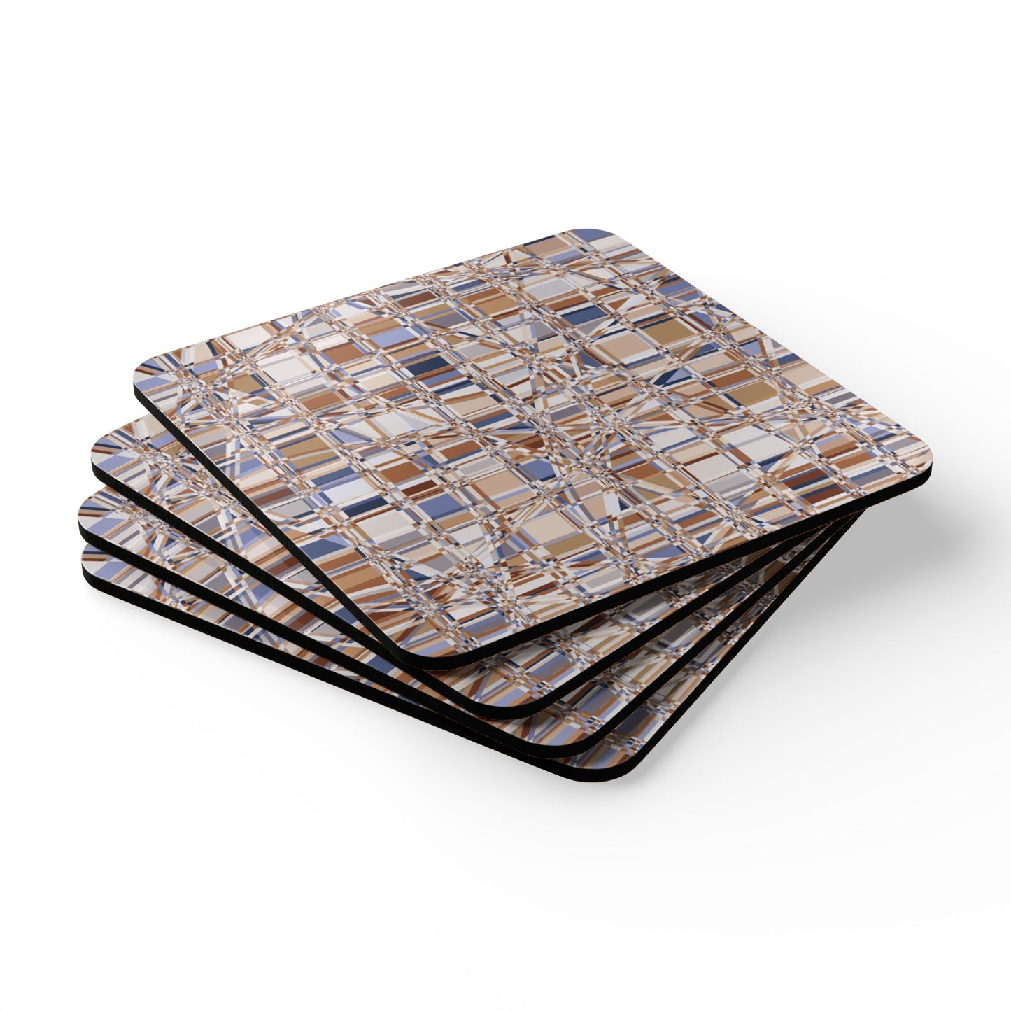 Corkwood Coaster Set  (4 pcs)  "GRIDWRAP" col Bandwidth