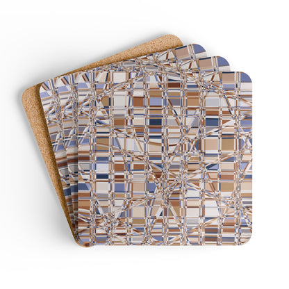 Corkwood Coaster Set  (4 pcs)  "GRIDWRAP" col Mirage