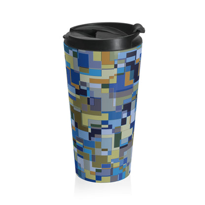 "POLYOMINOES"  Col Blue Jeans - Stainless Steel Travel Mug