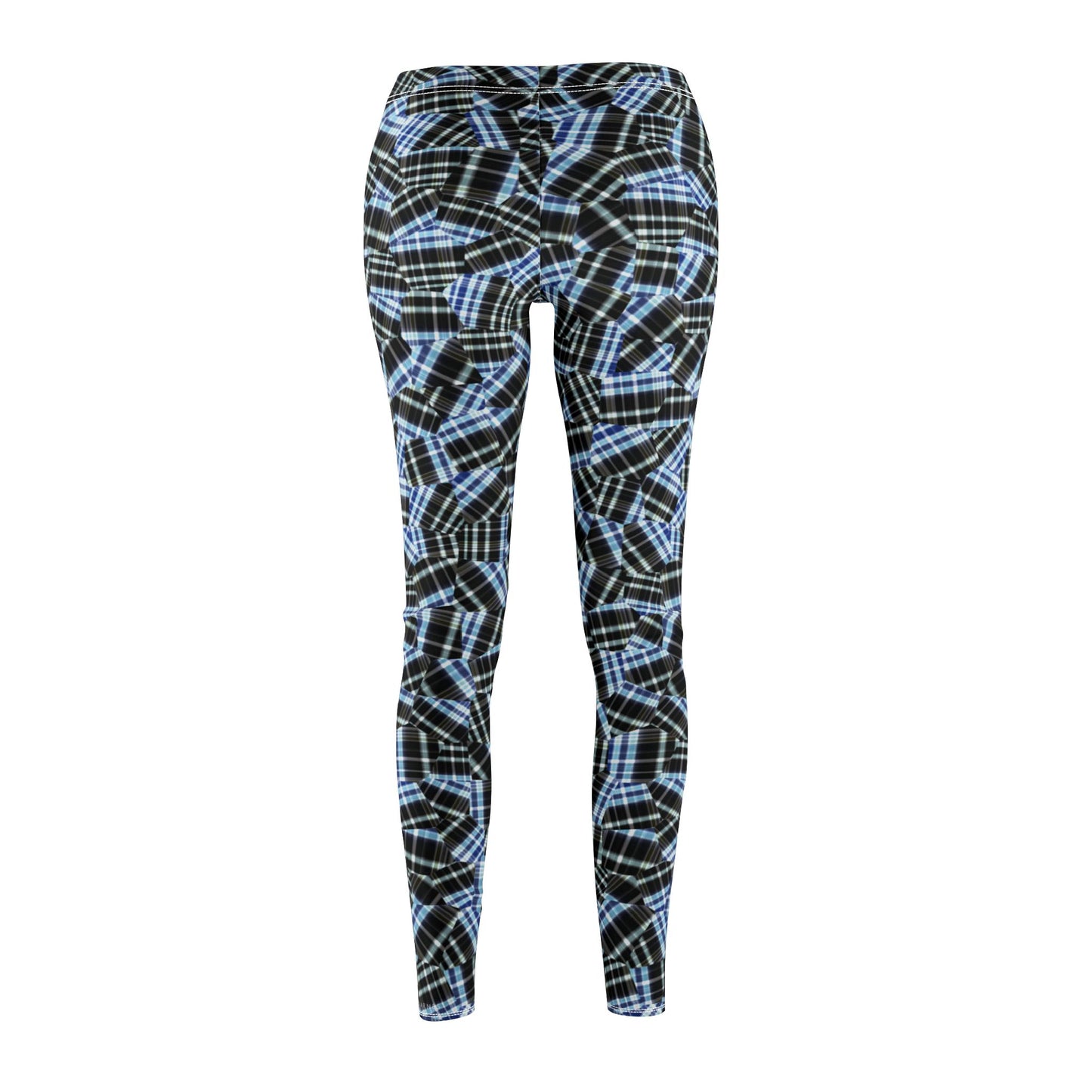 Women's Mid-rise Casual Leggings "GEODESIC" col. Black & Blue