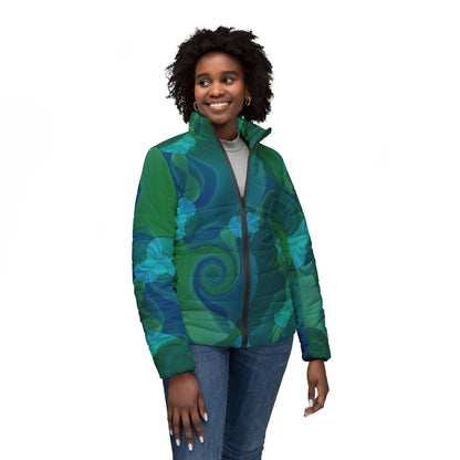 Women’s Puffer Jacket "GALACTIC WINDS"  Jhane Barnes custom design