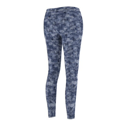 Women's Cut & Sew Casual Leggings "MOIRE" col. Navy