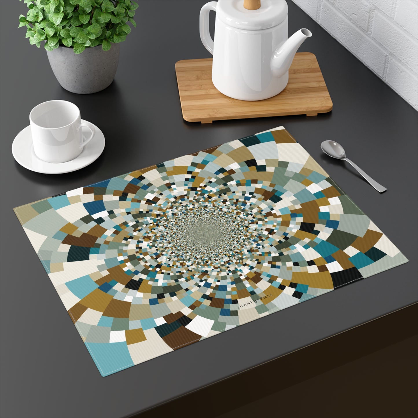 "SCHATT INVERSION" col Mint Choc Placemat Jhane Barnes custom design