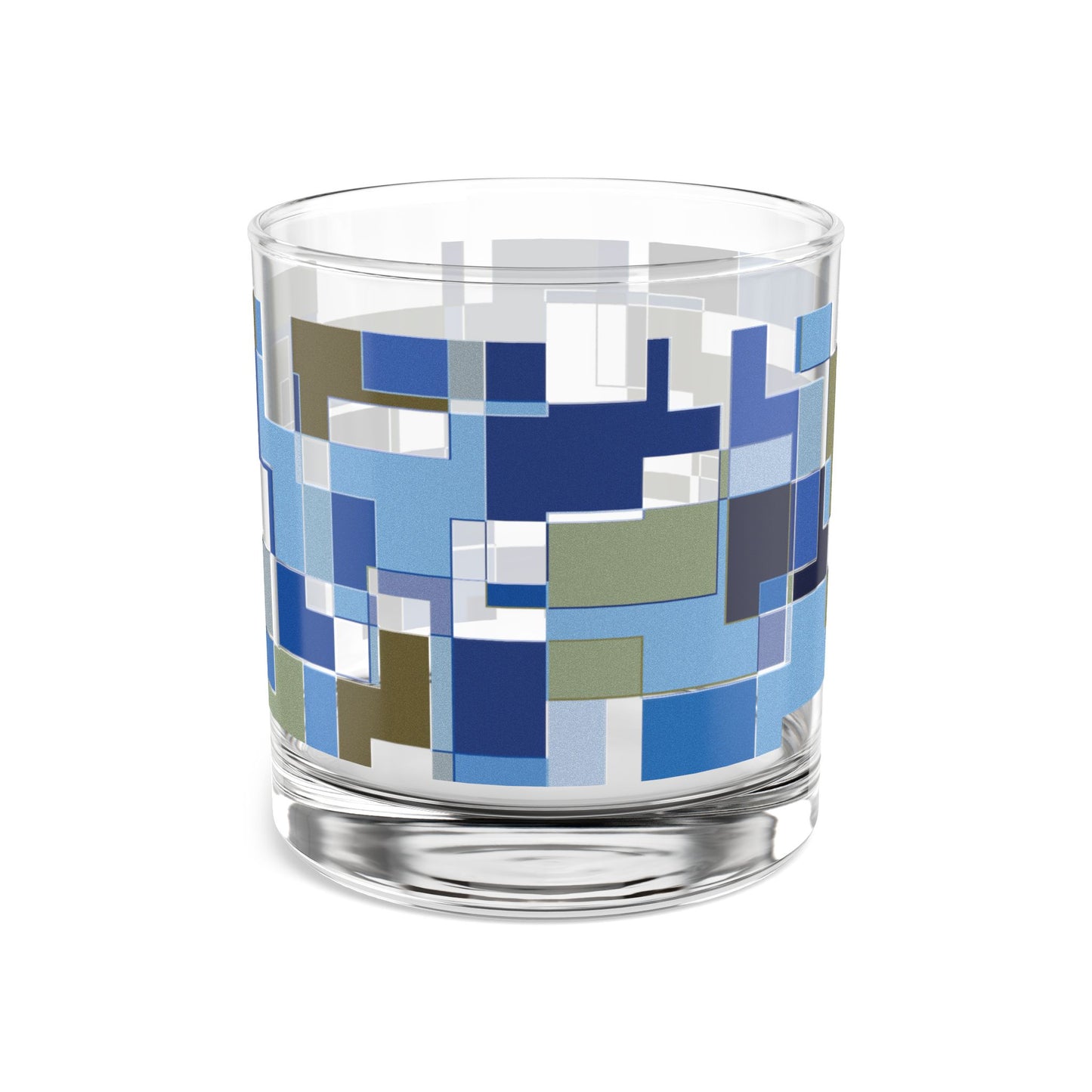 "POLYOMINOES"  Blue Jeans - JB custom designed glass, 10oz