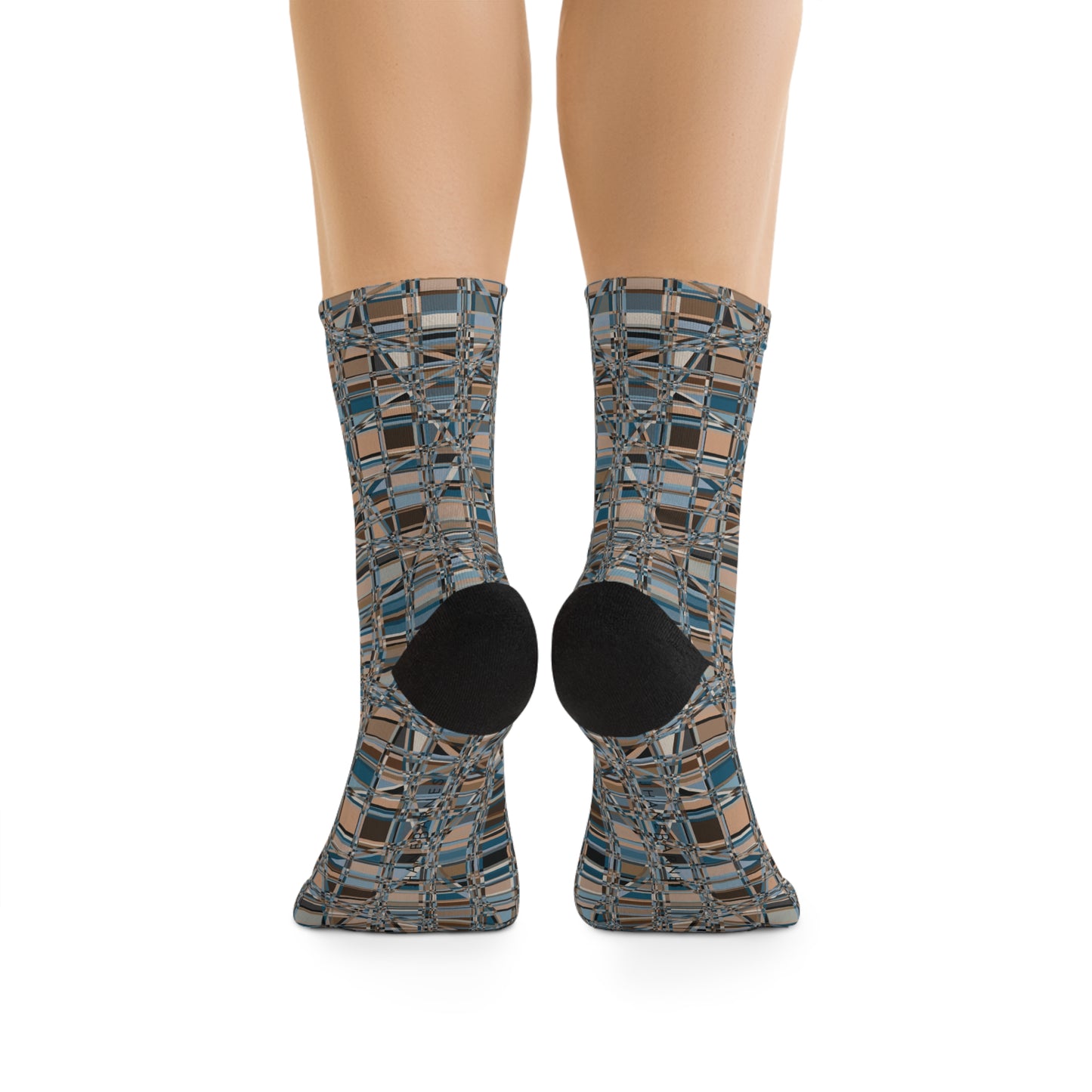 Recycled Poly Socks  "GRIDWRAP" col Neutral, a Jhane Barnes custom design