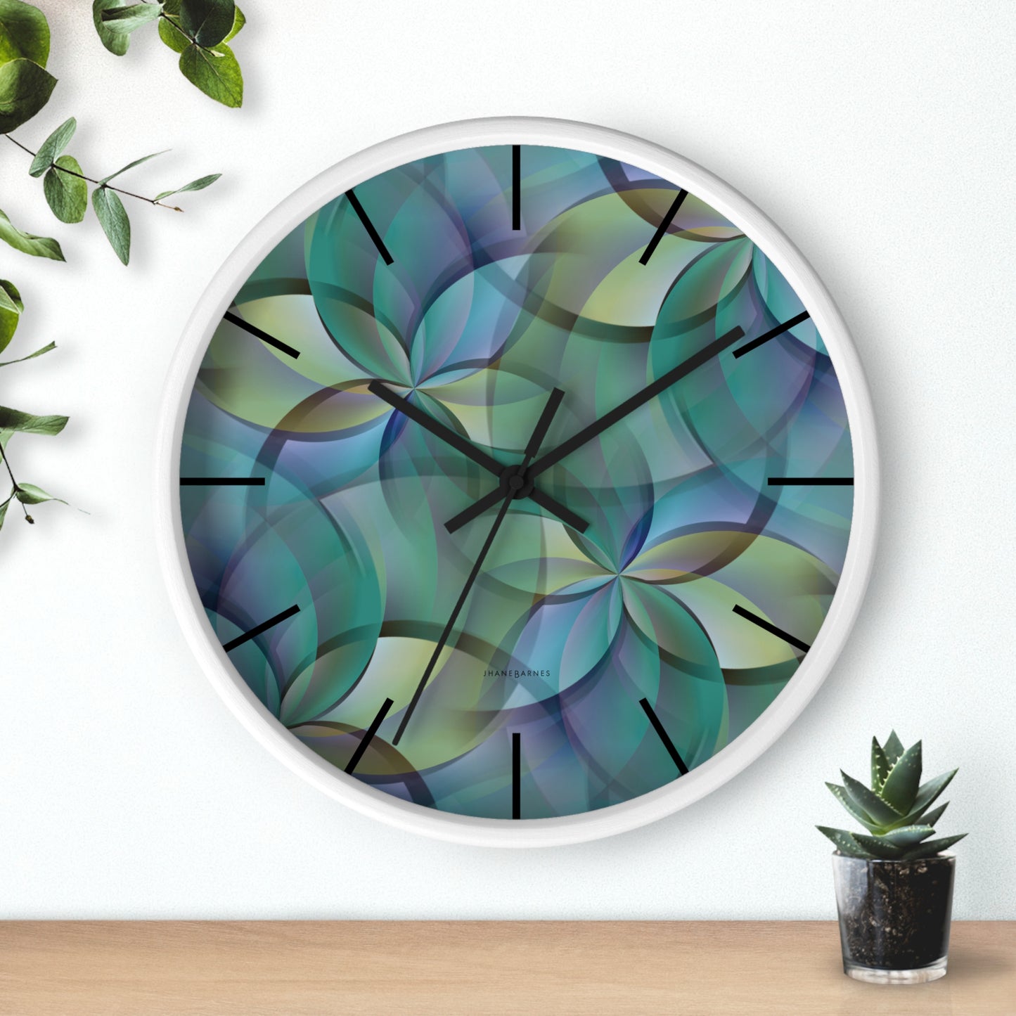 "FLORA" col Heavenly  -  Jhane Barnes custom designed Wall Clock. *Click to select your base color + hands that best matches your space