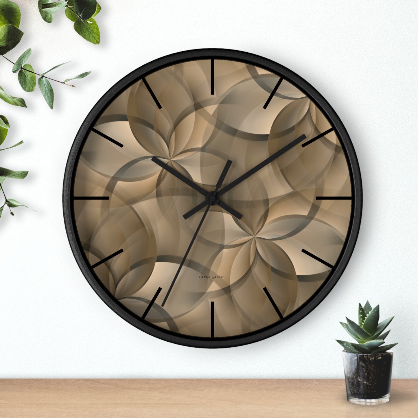 "FLORA" col Sand Dunes - Jhane Barnes custom designed Wall Clock. *Click to select your base color + hands that best matches your space