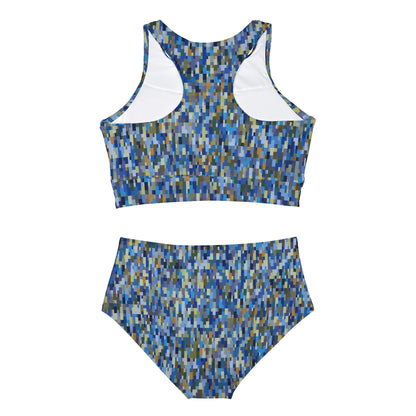 Sporty Bikini Set POLYOMINOES" col Blue Jeans