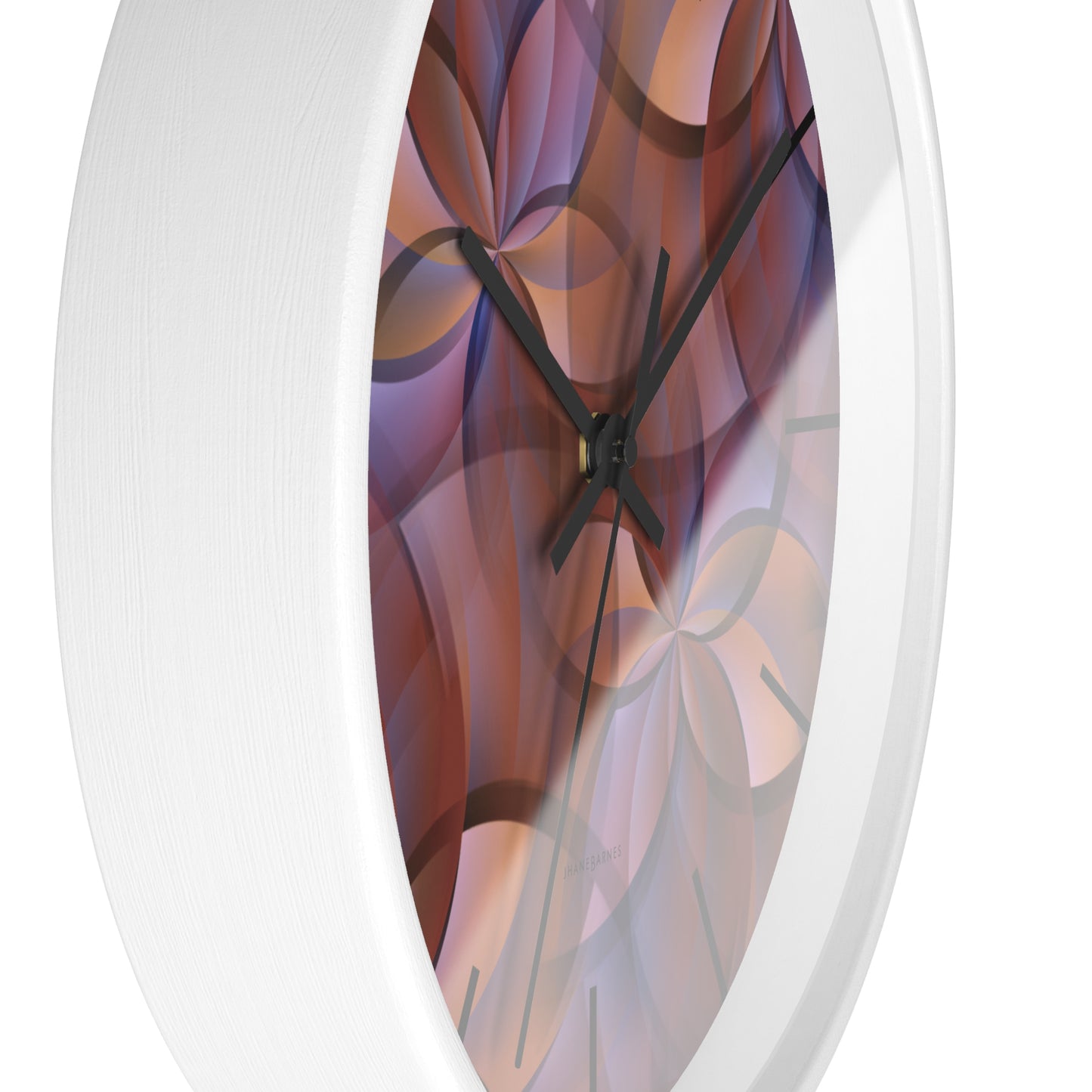 "FLORA" col Red Rock  -  Jhane Barnes custom designed Wall Clock. *Click to select your base color + hands that best matches your space