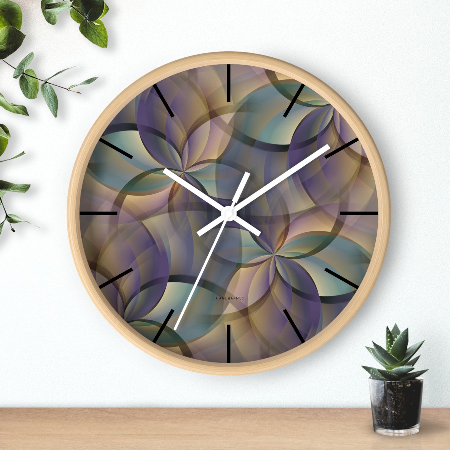 "FLORA" col Desert  - Jhane Barnes custom designed Wall Clock. *Click to select your base color + hands that best matches your space