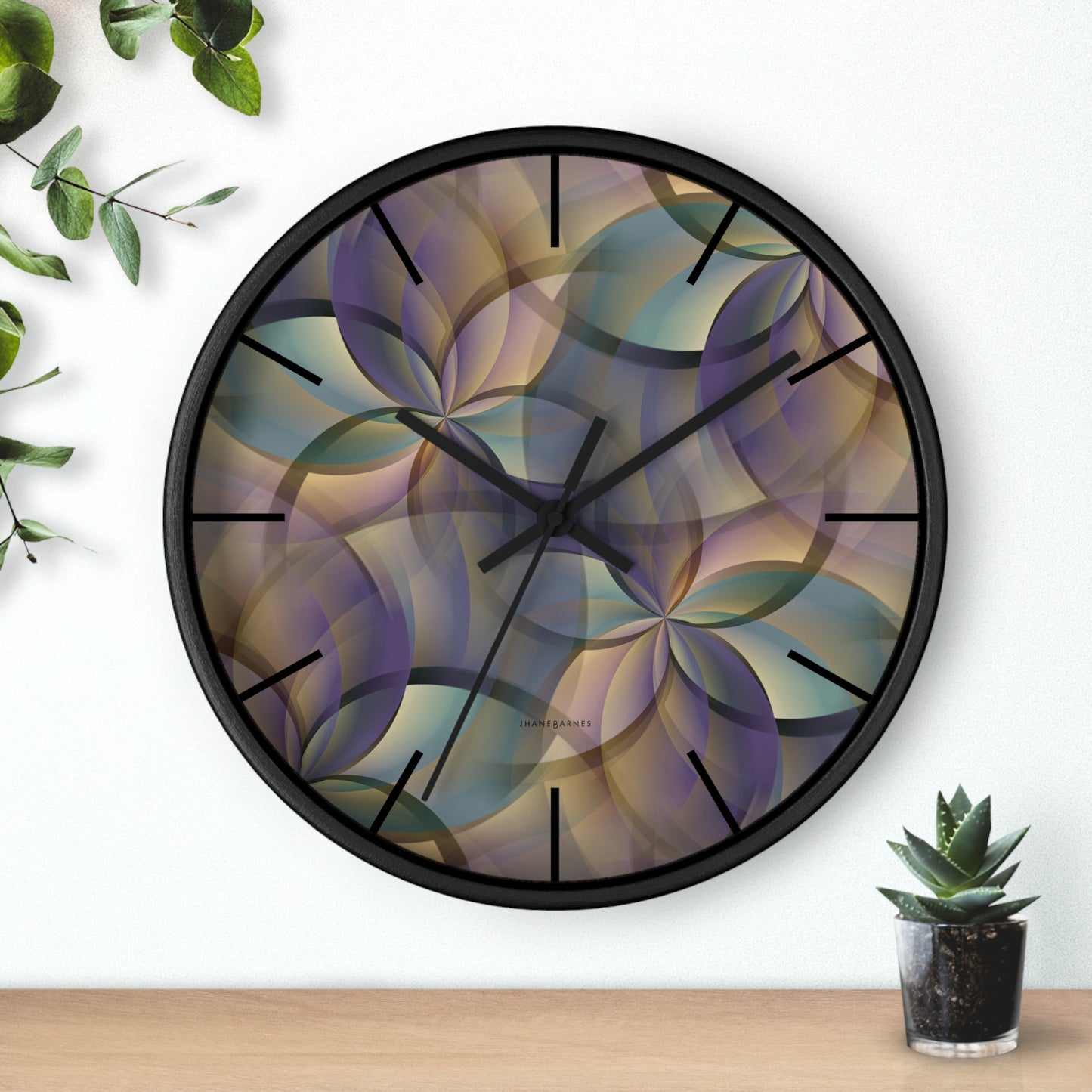 "FLORA" col Desert  - Jhane Barnes custom designed Wall Clock. *Click to select your base color + hands that best matches your space