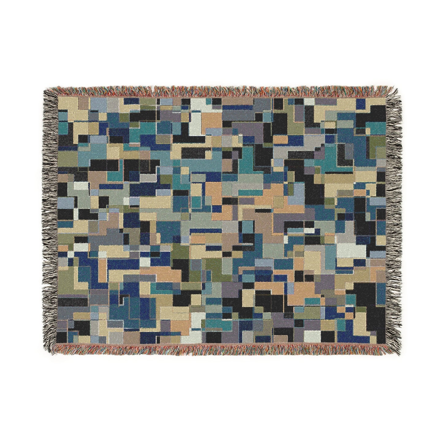 "POLYOMINOES" col. Blue-Green Envy  (multiple sizes)  JHANE BARNES Custom Woven Blanket