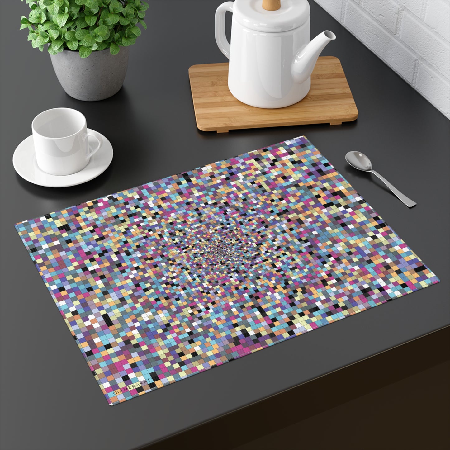 "SQUARES" col Light Slurm Placemat Jhane Barnes custom design