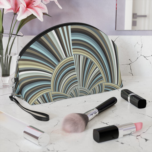 Stylish Makeup Bag with Jhane Barnes custom design "STRIPE INVERSION" col. Mint Chocolate