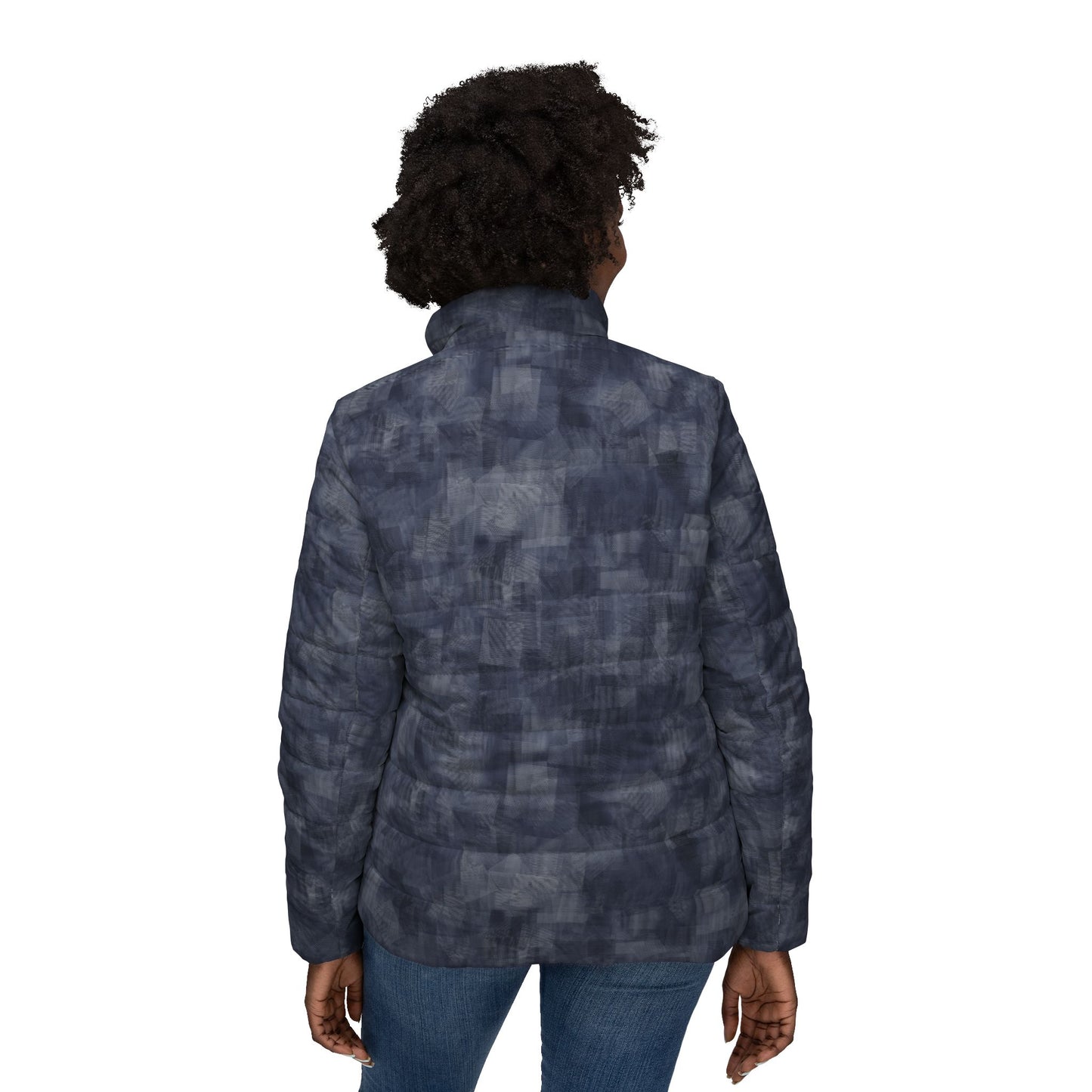 Women’s Puffer Jacket "MOIRE"  col Navy Jhane Barnes custom design