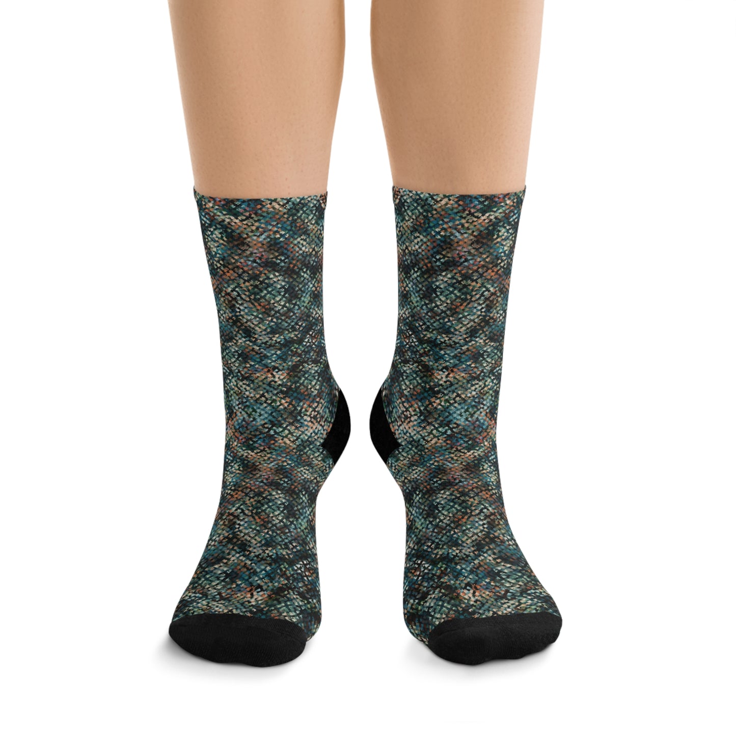 Recycled Poly Socks  "MEZZO" col Evergreen, Jhane Barnes custom design