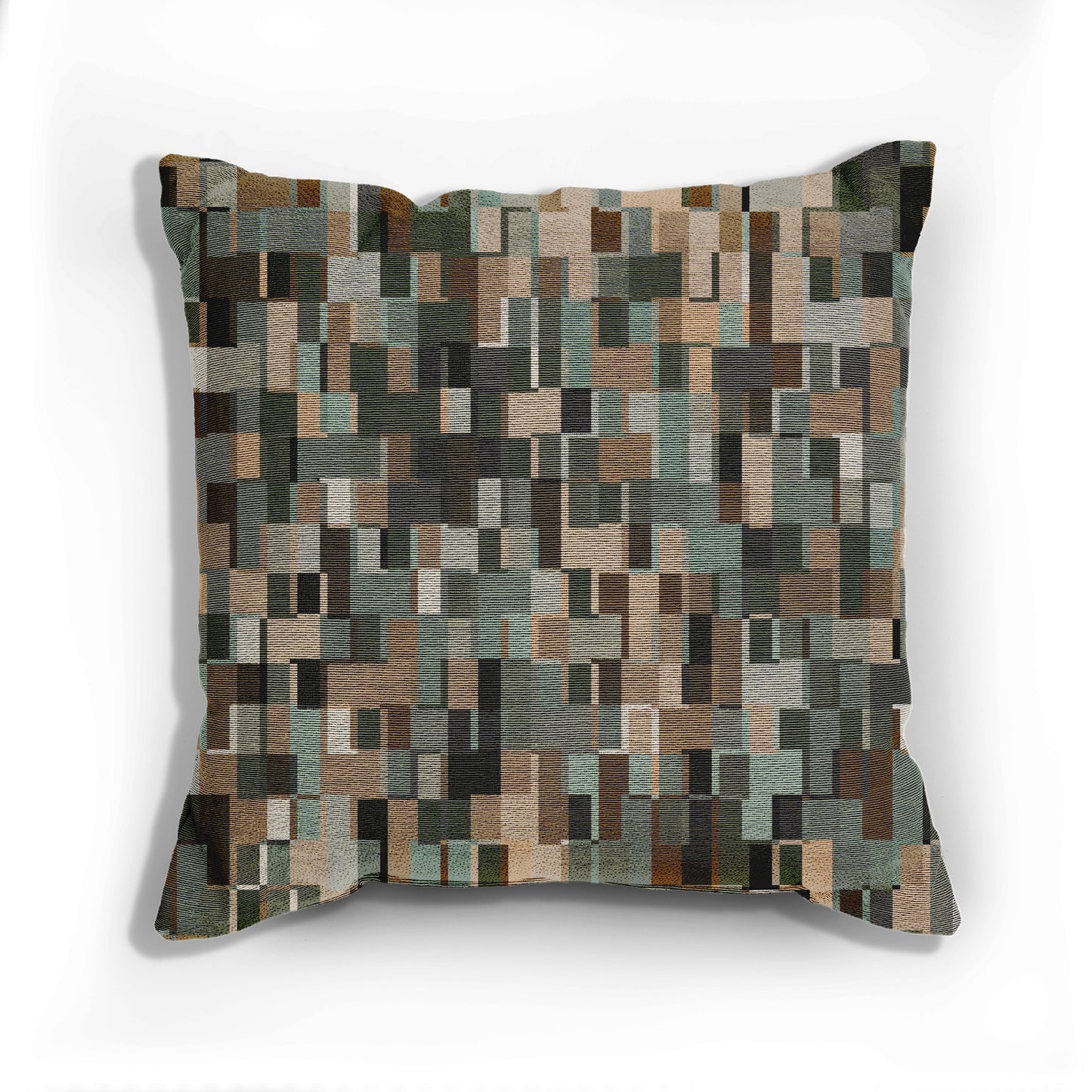 "POLYOMINOES" col. Terra & Firma. Woven Pillow. Jhane Barnes custom design