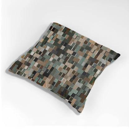 "POLYOMINOES" col. Terra & Firma. Woven Pillow. Jhane Barnes custom design