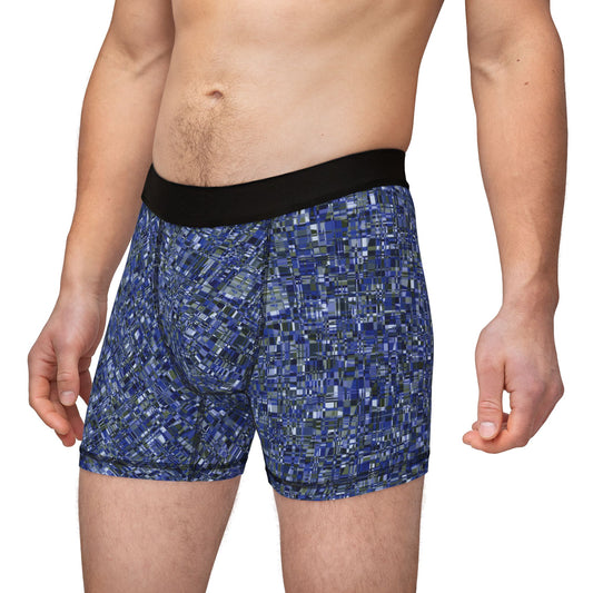 Men's Boxers "MADRAS MAYHEM" col. Cobalt Pulse Design By Jhane Barnes