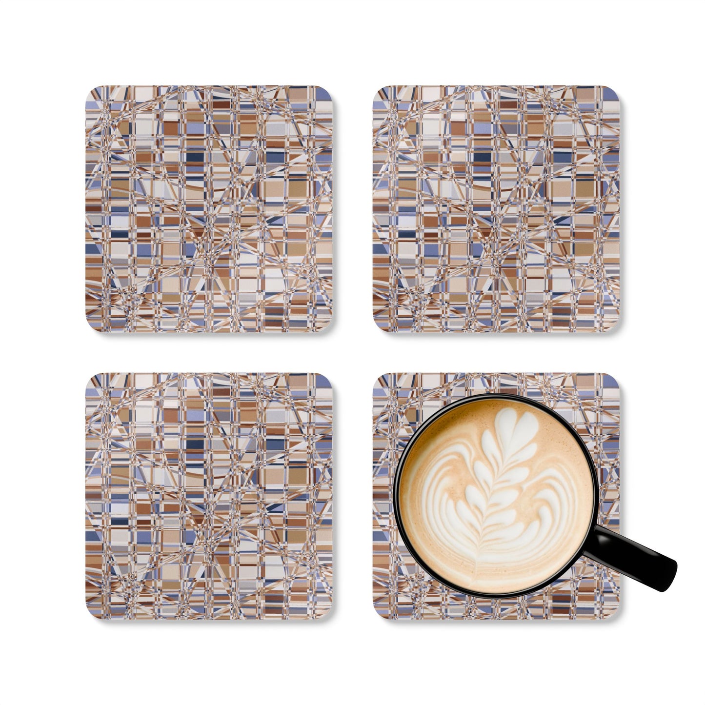 Corkwood Coaster Set  (4 pcs)  "GRIDWRAP" col Bandwidth