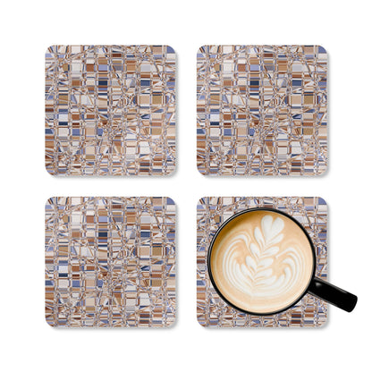 Corkwood Coaster Set  (4 pcs)  "GRIDWRAP" col Mirage