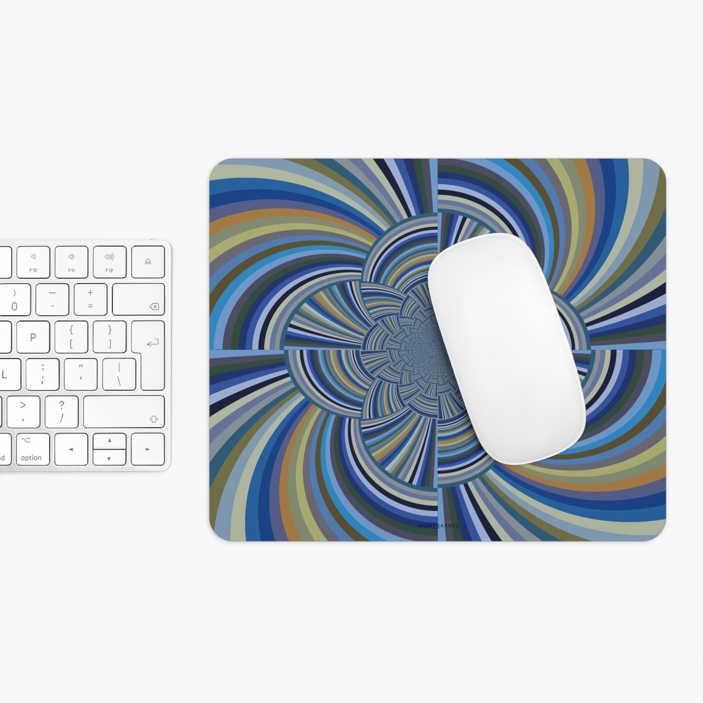 Mouse Pad (Round or Rectangle) "STRIPE INVERSION" col Blue Jeans