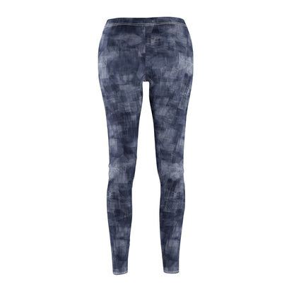 Women's Mid-rise Casual Leggings  "MOIRE" col Navy