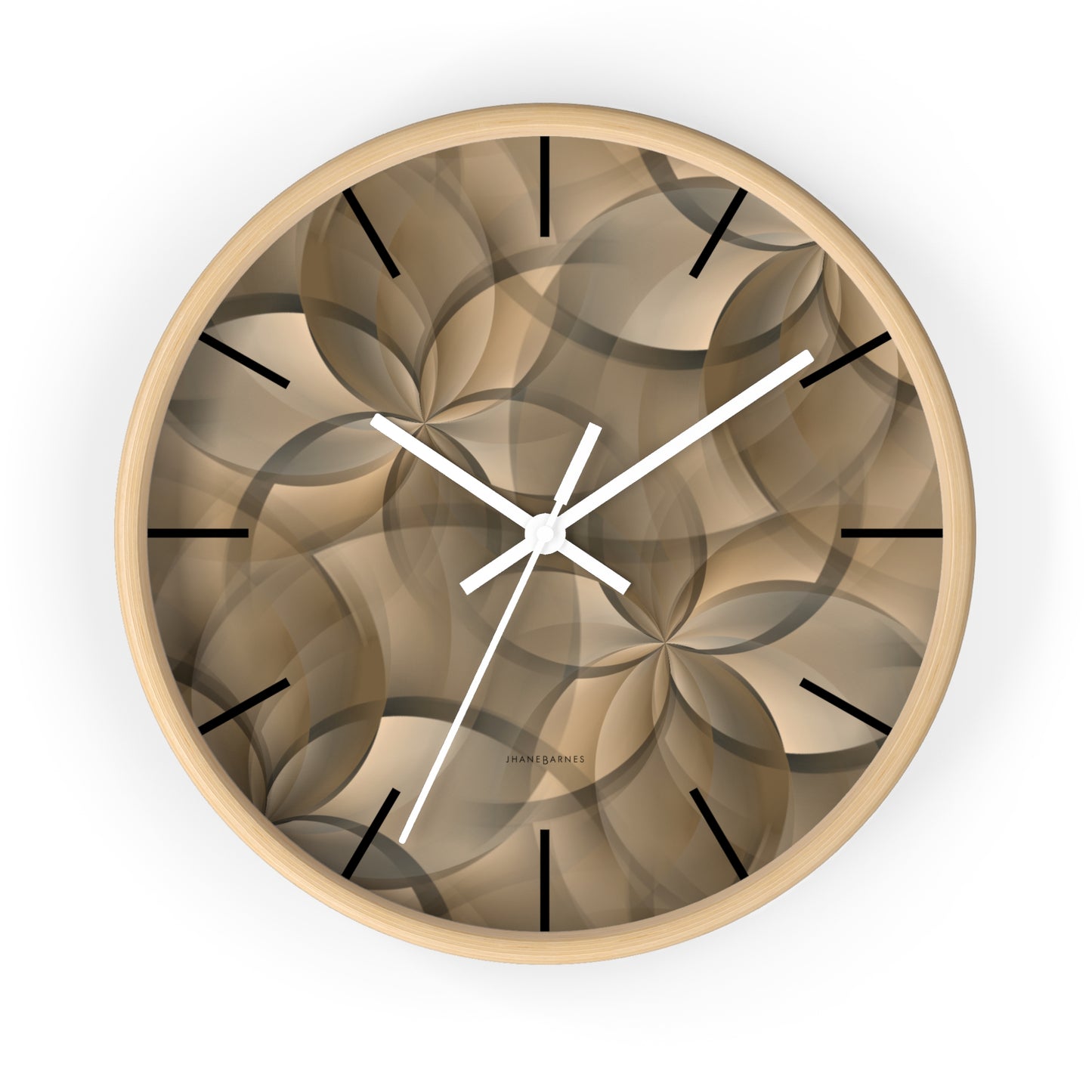 "FLORA" col Sand Dunes - Jhane Barnes custom designed Wall Clock. *Click to select your base color + hands that best matches your space