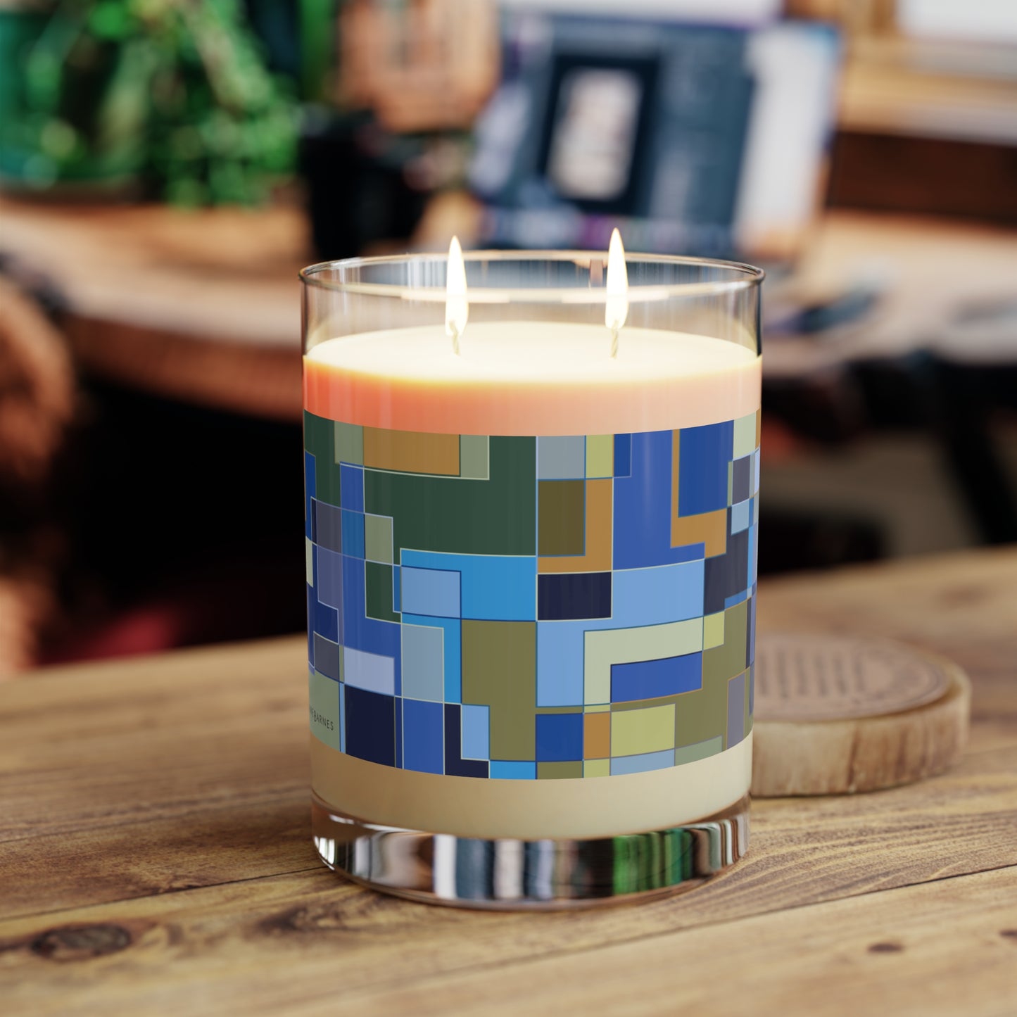 "POLYOMINOES" col. Blue Jeans  Scented Candle - choose from three scents, 11oz