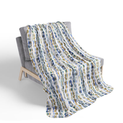 Fleece Sherpa Blanket "SMOKEY STRIPE"  Jhane Barnes design