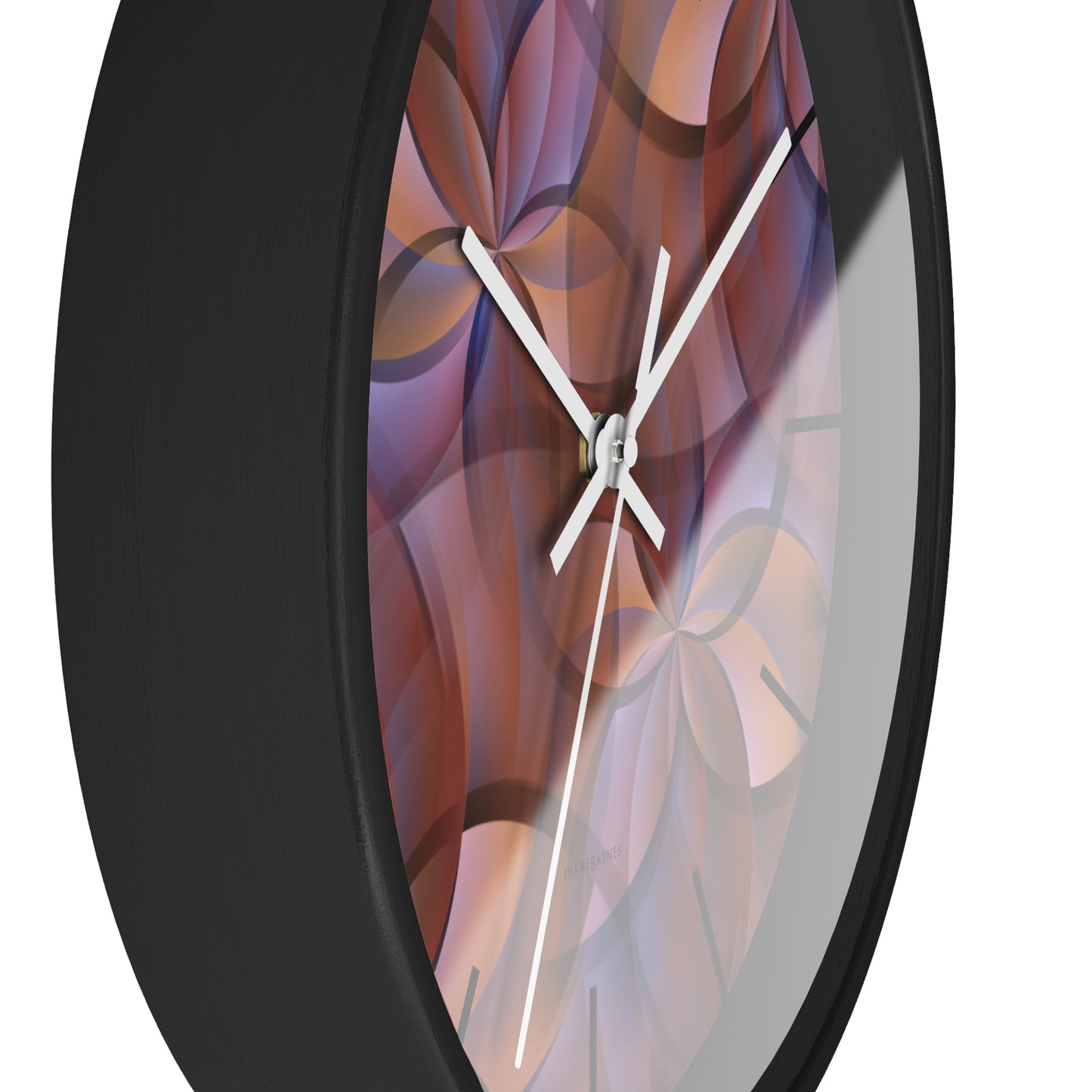 "FLORA" col Red Rock  -  Jhane Barnes custom designed Wall Clock. *Click to select your base color + hands that best matches your space