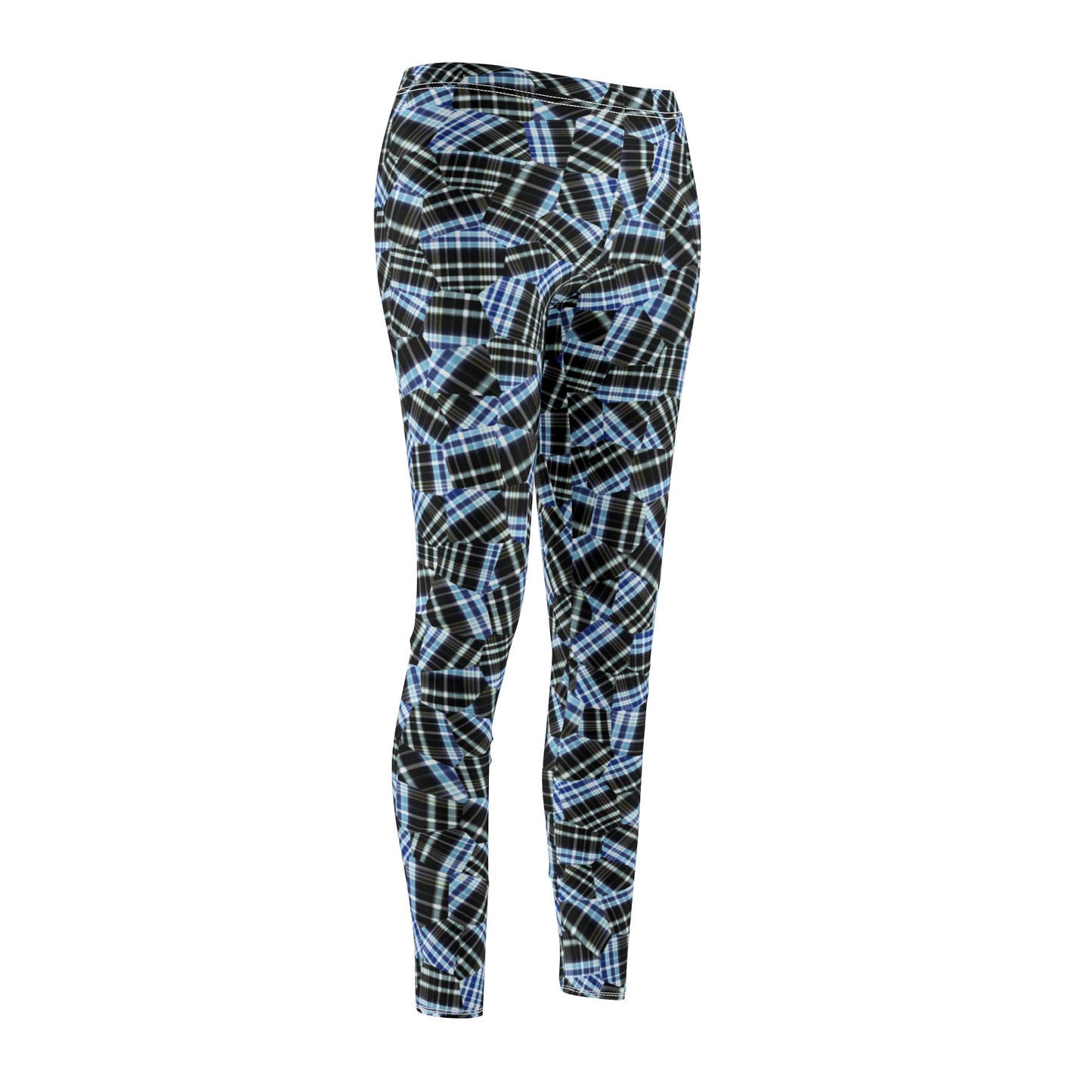 Women's Mid-rise Casual Leggings "GEODESIC" col. Black & Blue