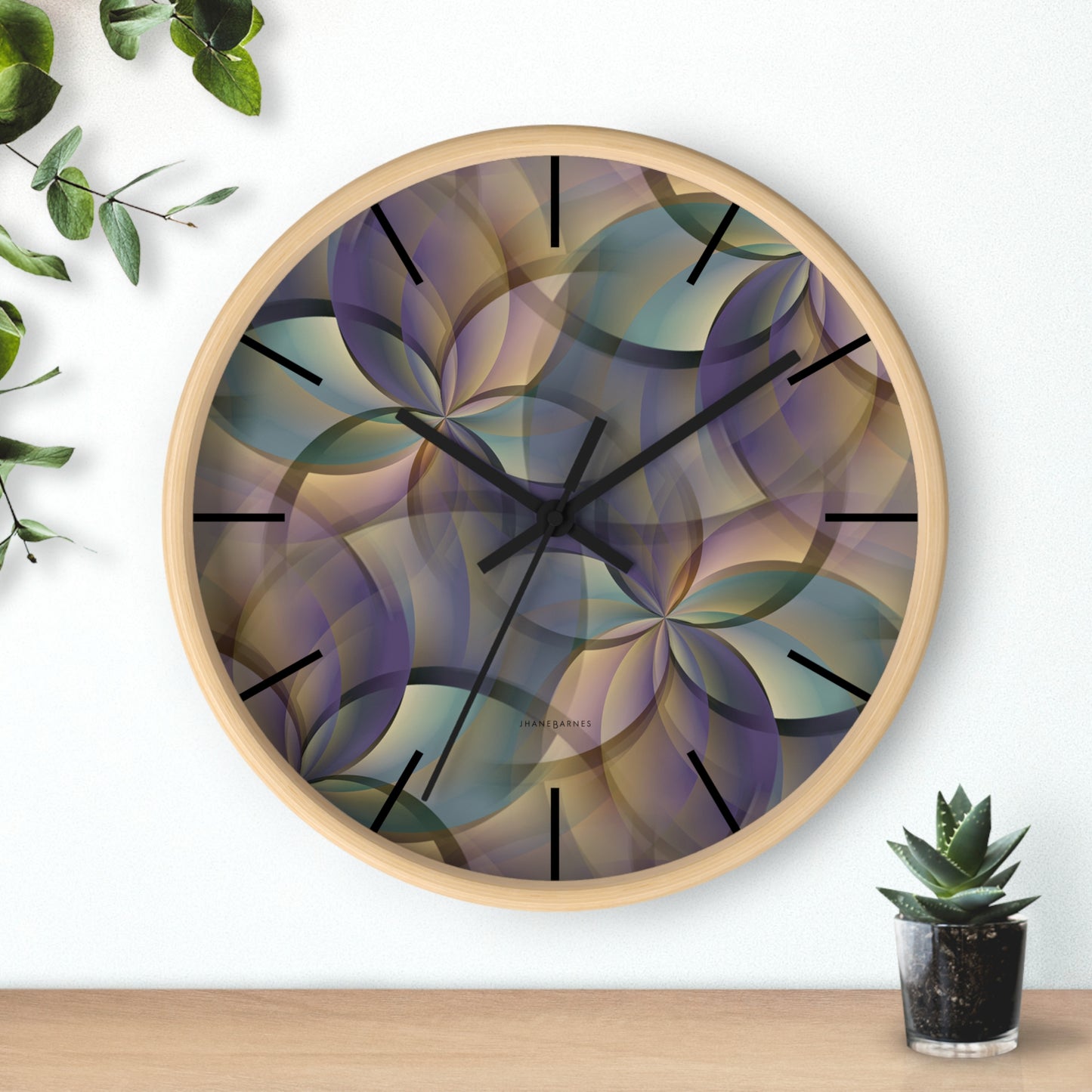 "FLORA" col Desert  - Jhane Barnes custom designed Wall Clock. *Click to select your base color + hands that best matches your space