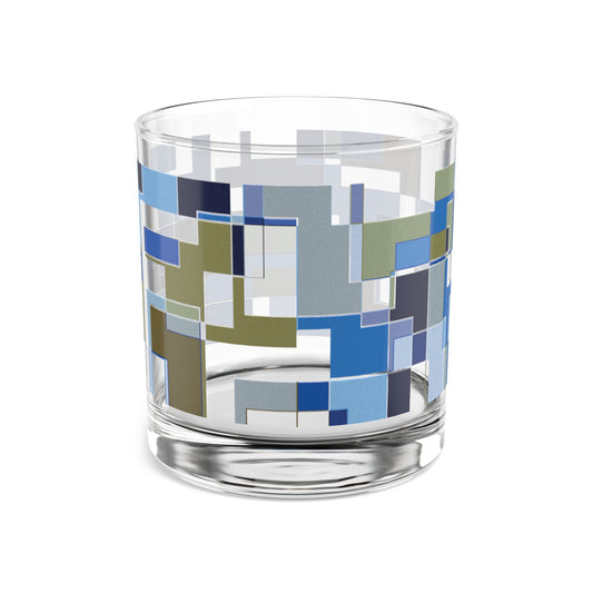 "POLYOMINOES"  col Blue Jeans, Jhane Barnes custom designed glass, 10oz