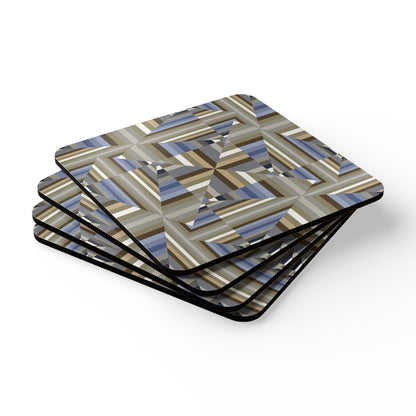 Corkwood Coaster Set  (4 pcs)  "ANGLES"