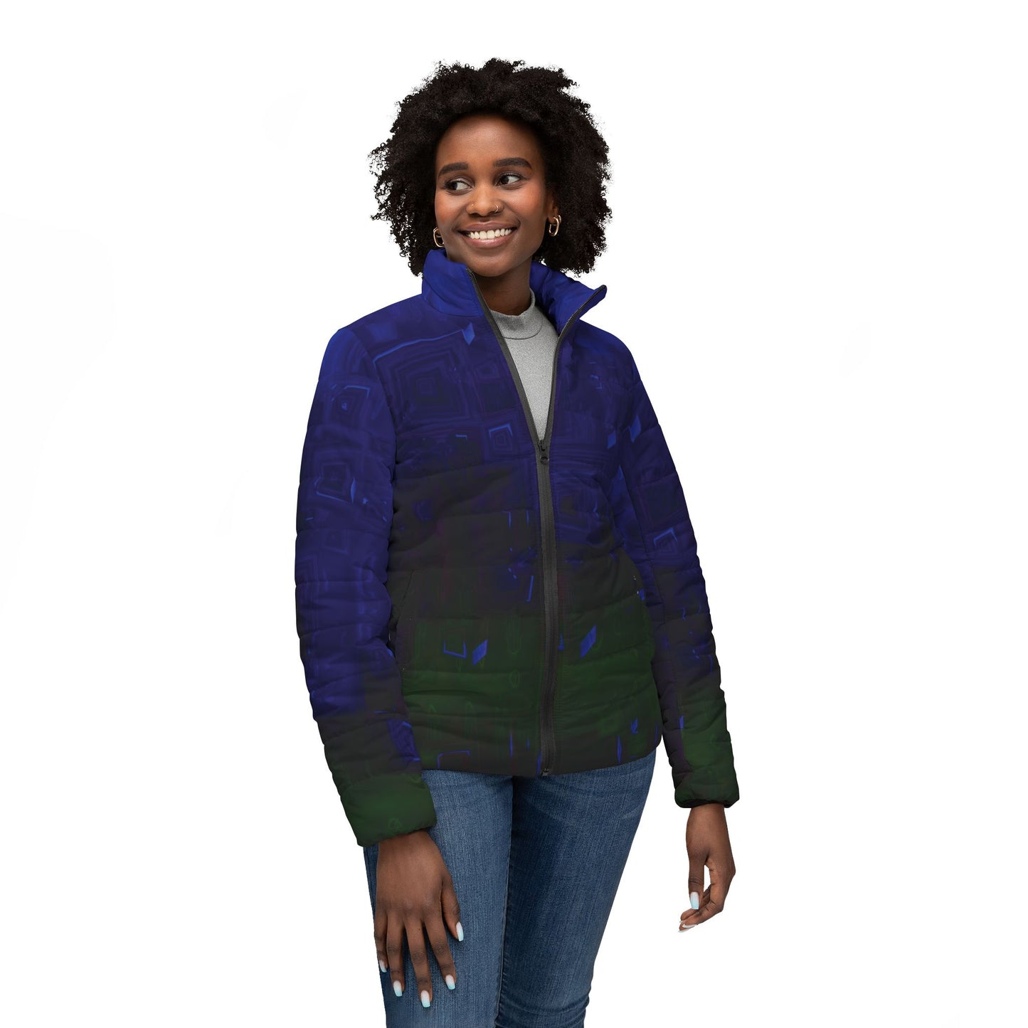 Women’s Puffer Jacket "QUADVOIDS"  Jhane Barnes custom design