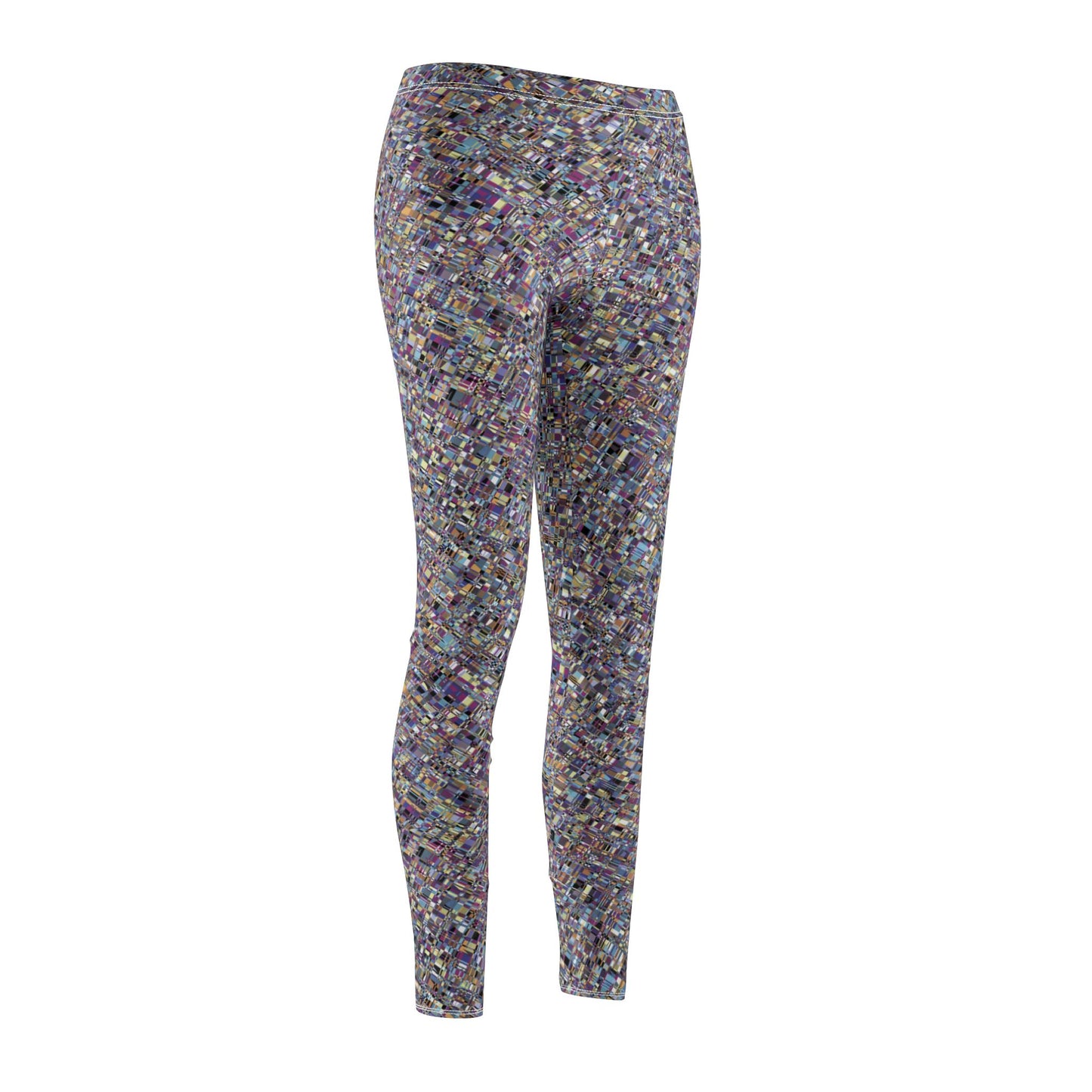 Women's Mid-rise Casual Leggings "MADRAS MAYHEM" col. Highly Meditated