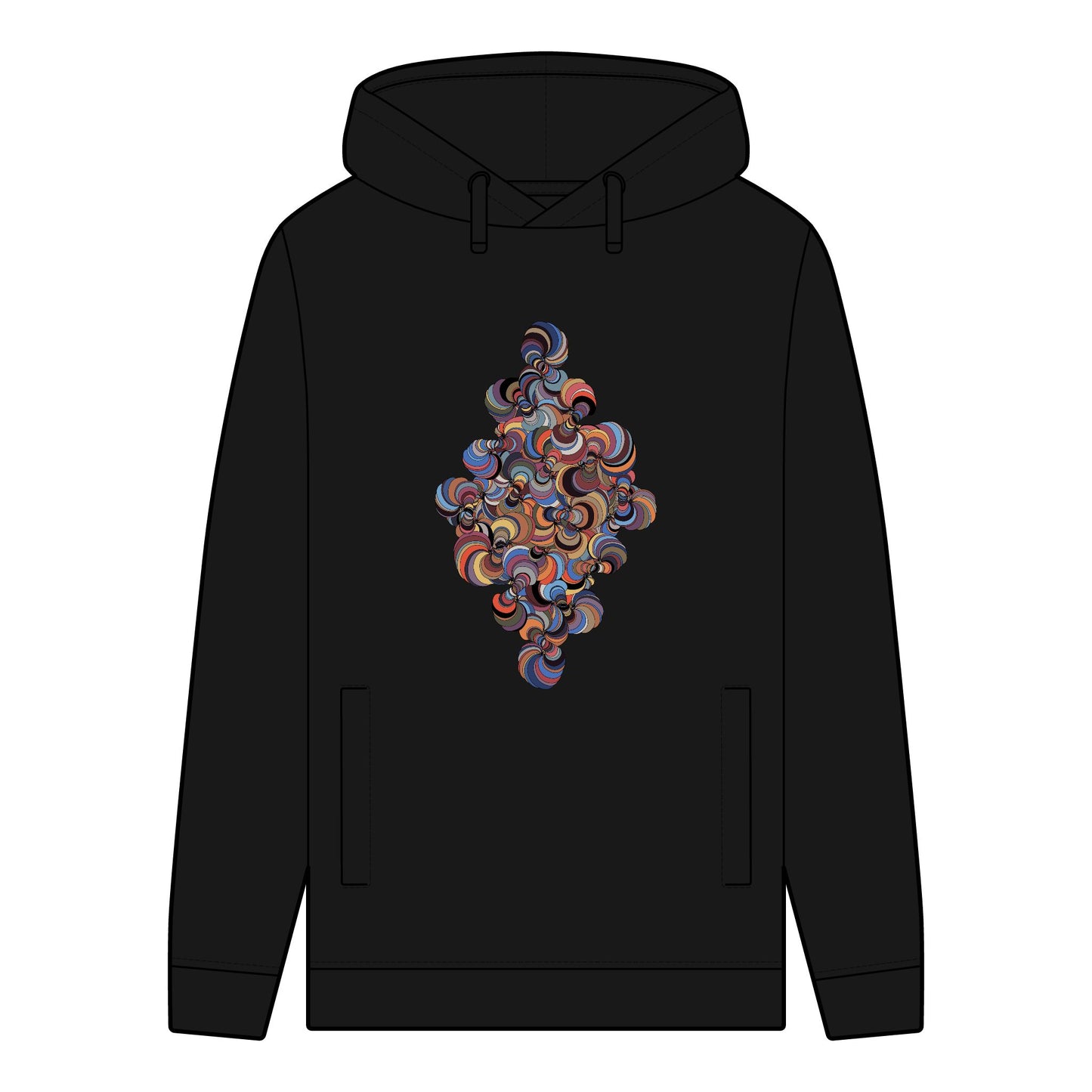 Men's Organic Hoodie with Vibrant Fractal Medallion Pattern