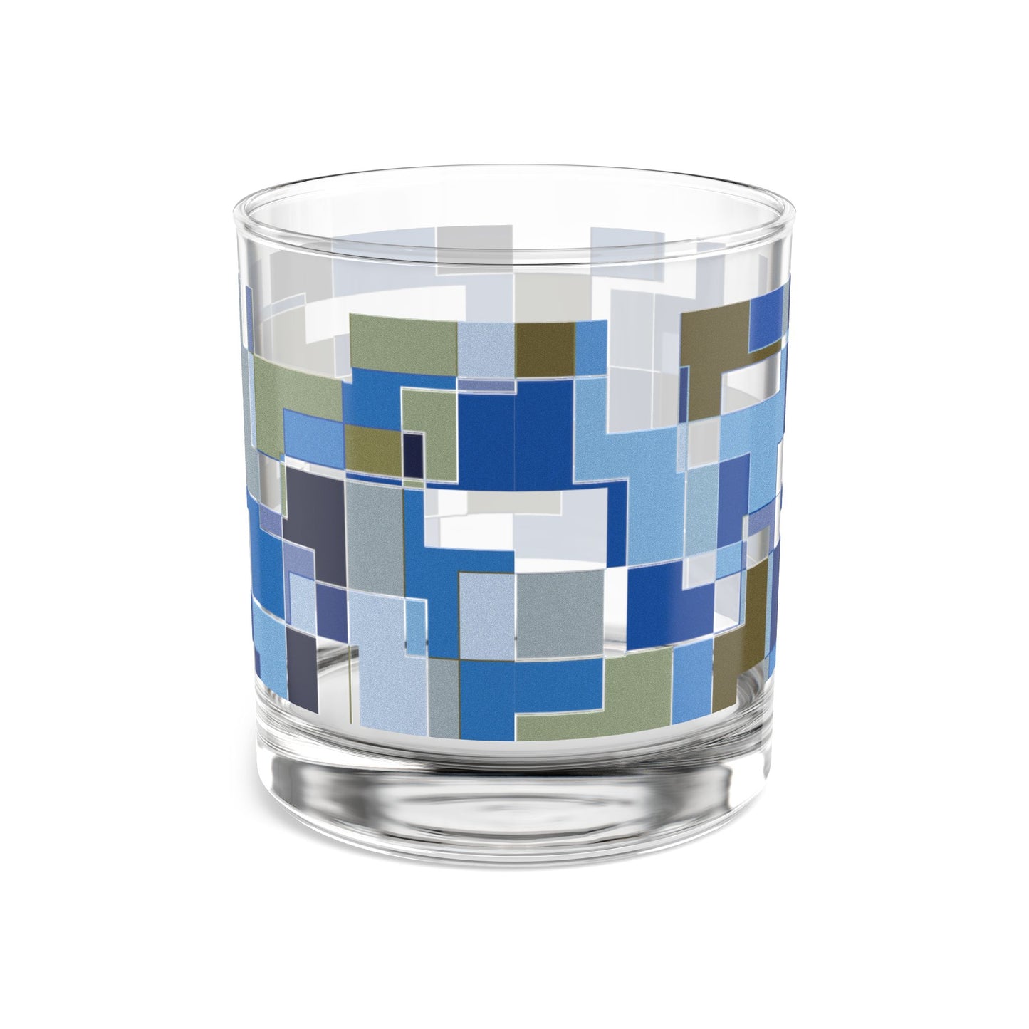 "POLYOMINOES"  Blue Jeans - JB custom designed glass, 10oz