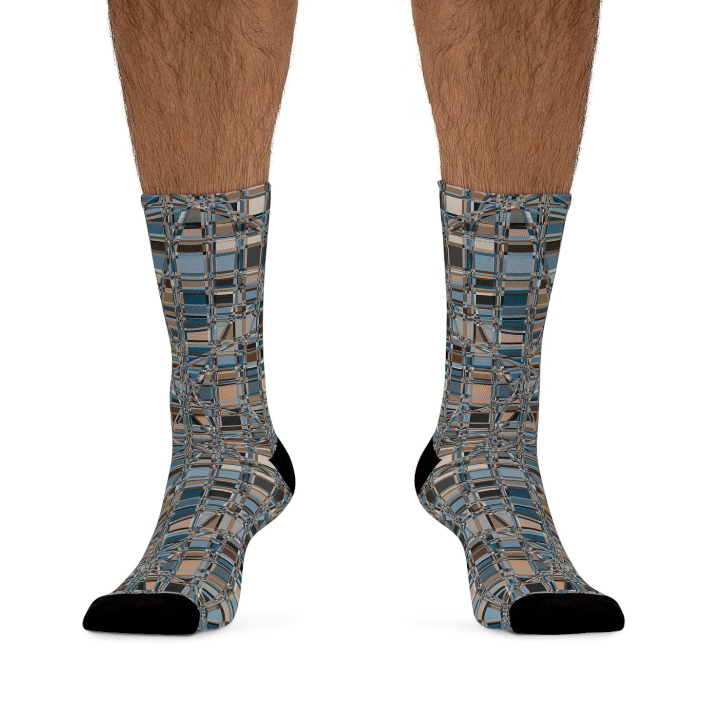 Recycled Poly Socks  "GRIDWRAP" col Neutral, a Jhane Barnes custom design