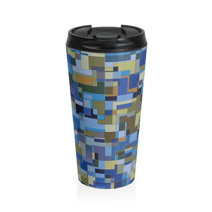 "POLYOMINOES"  Col Blue Jeans - Stainless Steel Travel Mug