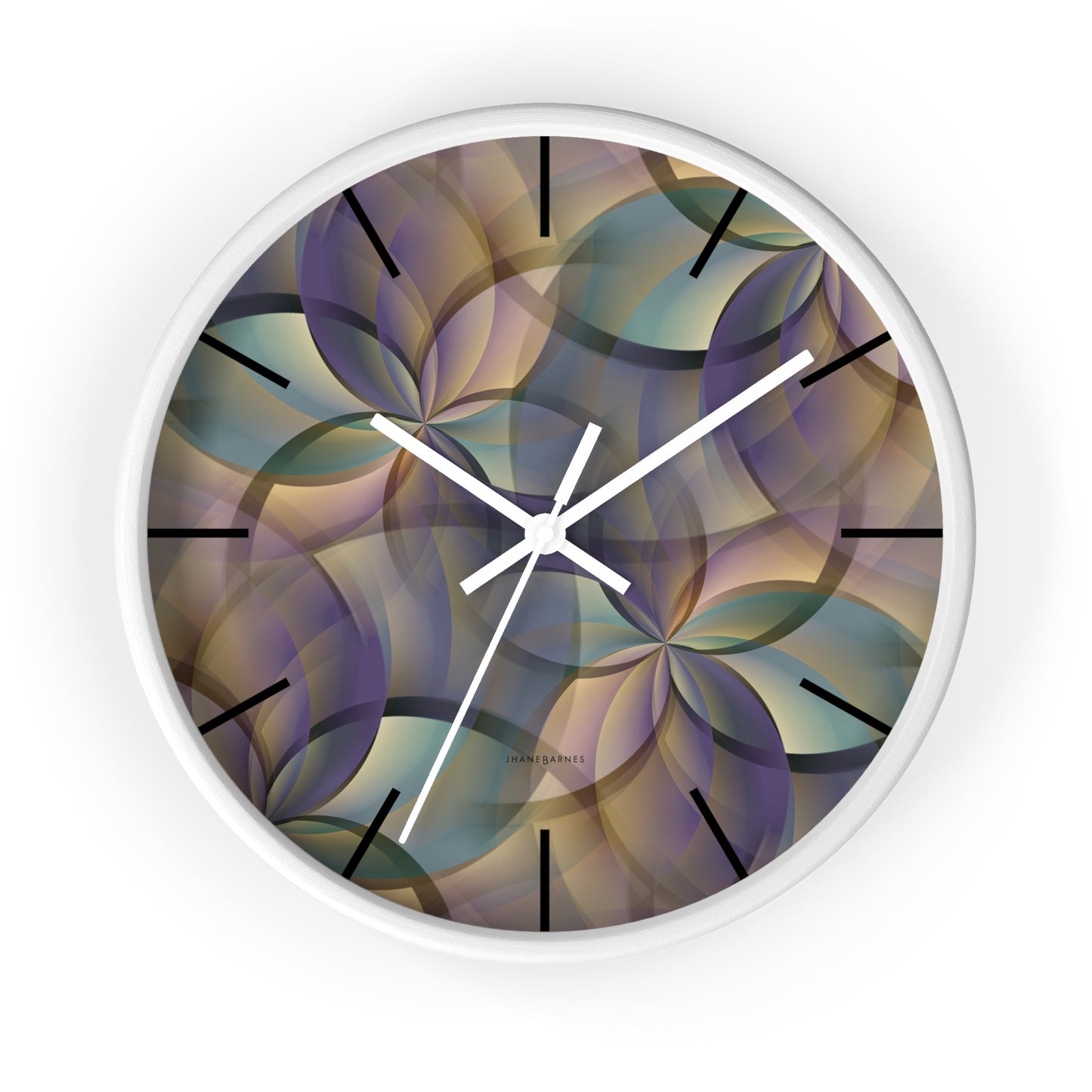 "FLORA" col Desert  - Jhane Barnes custom designed Wall Clock. *Click to select your base color + hands that best matches your space