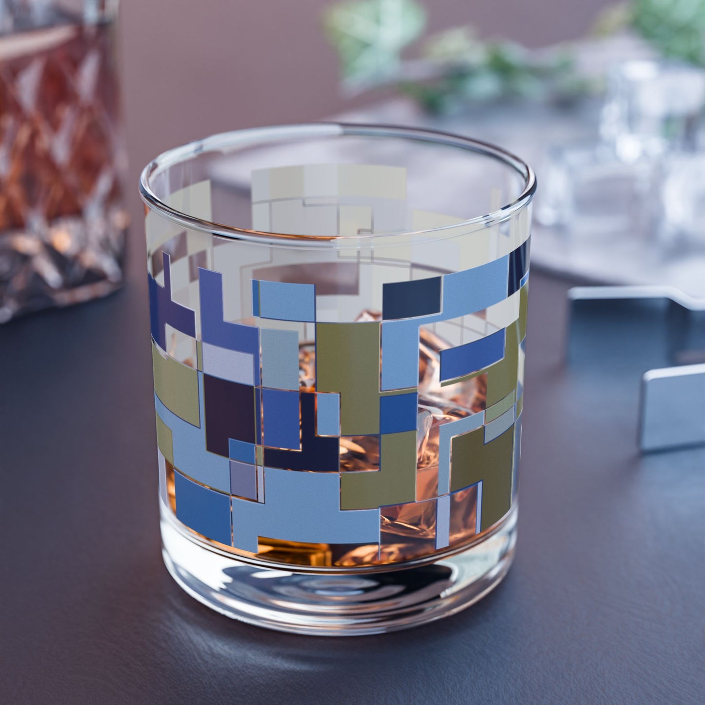 "POLYOMINOES"  Blue Jeans - JB custom designed glass, 10oz