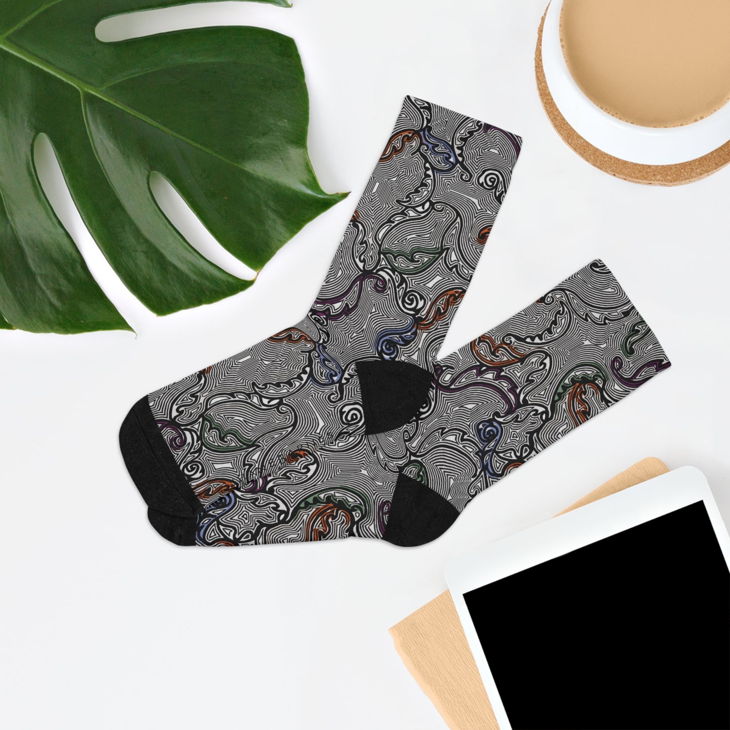 Recycled Poly Socks  "SCROLL" Jhane Barnes custom design