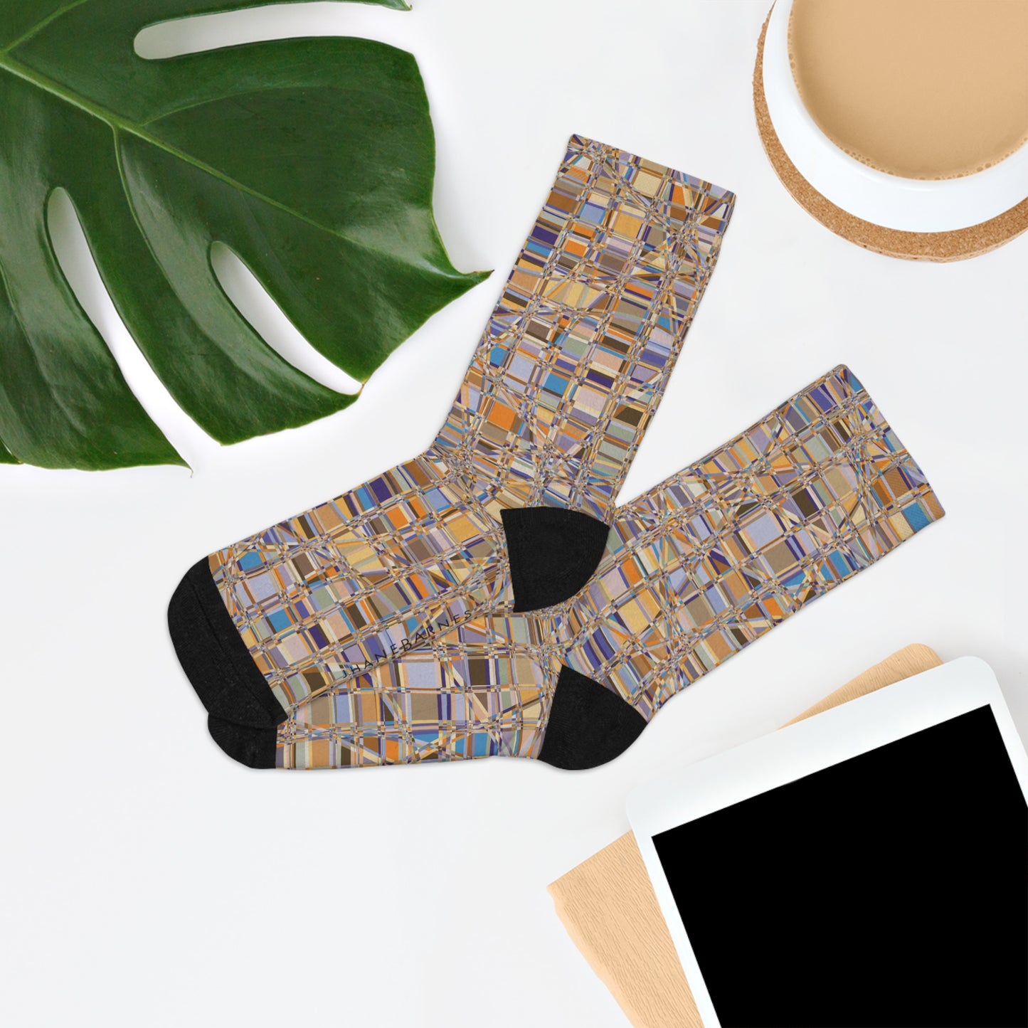 Recycled Poly Socks  "GRIDWRAP" col Sedona, a Jhane Barnes custom design