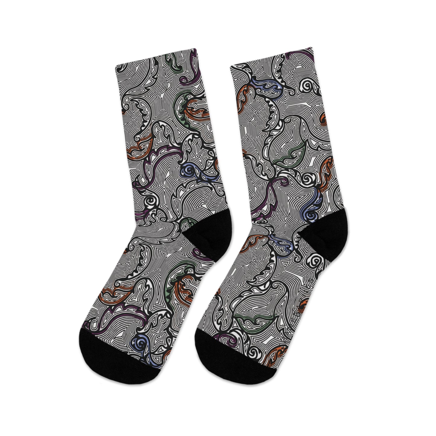 Recycled Poly Socks  "SCROLL" Jhane Barnes custom design