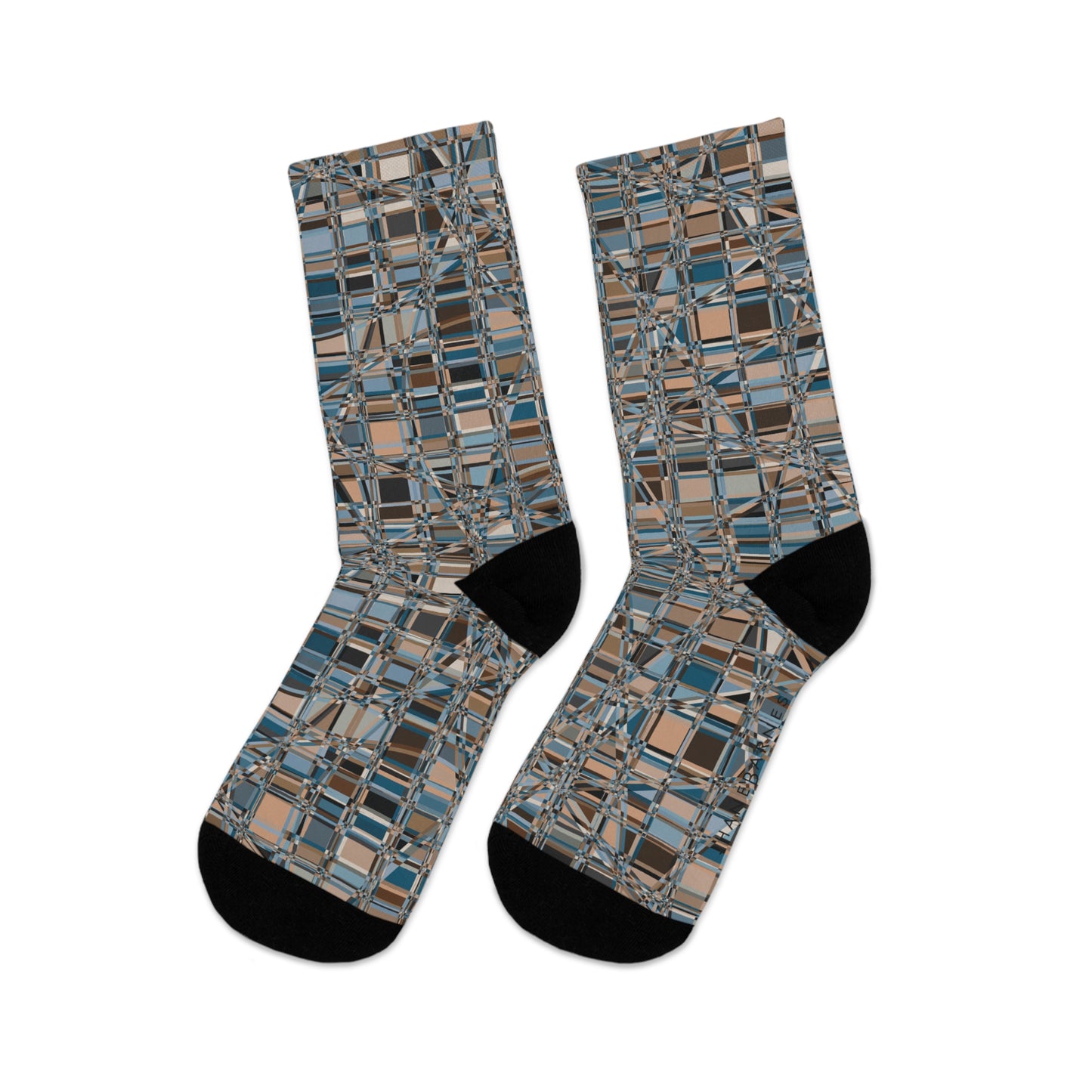 Recycled Poly Socks  "GRIDWRAP" col Neutral, a Jhane Barnes custom design