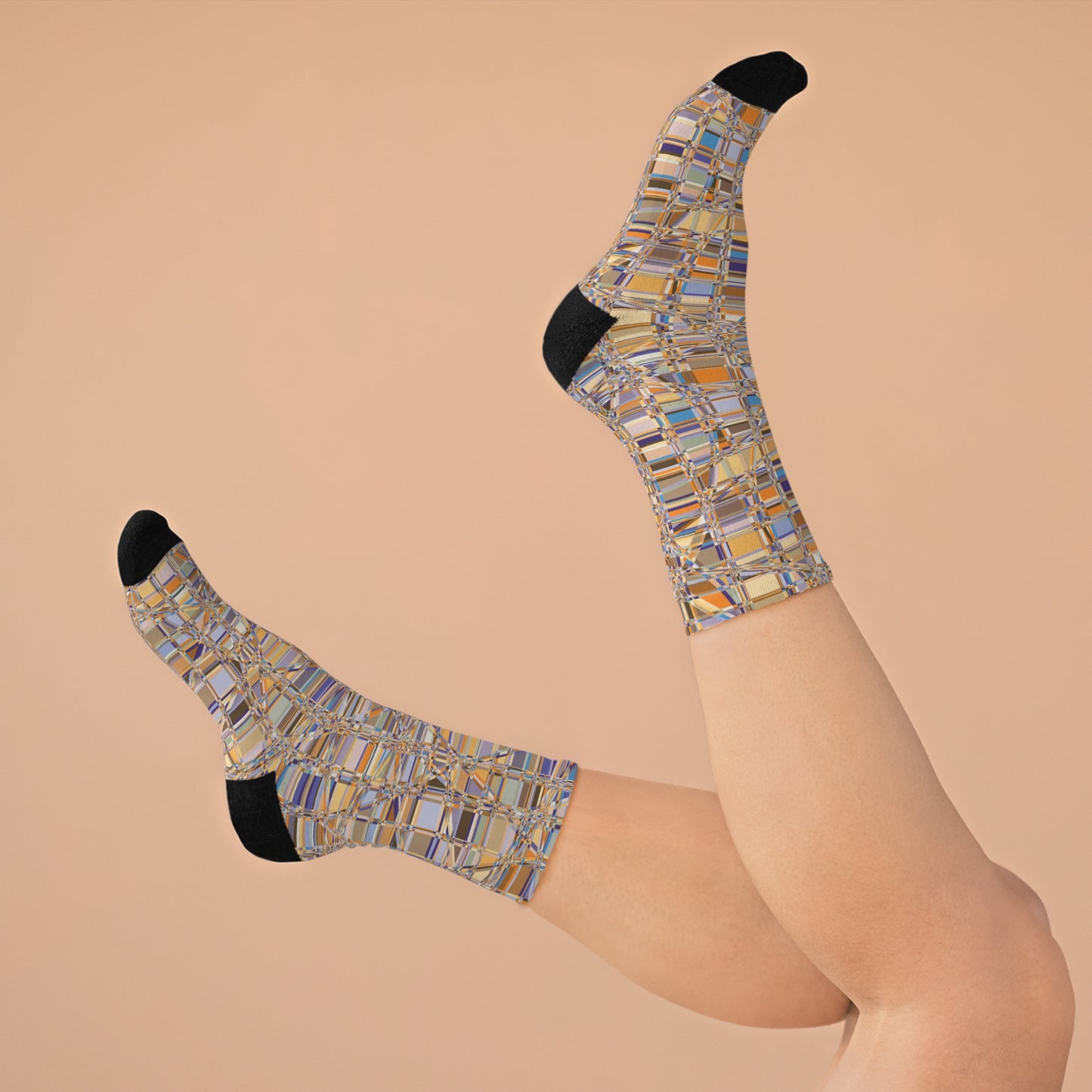 Recycled Poly Socks  "GRIDWRAP" col Sedona, a Jhane Barnes custom design